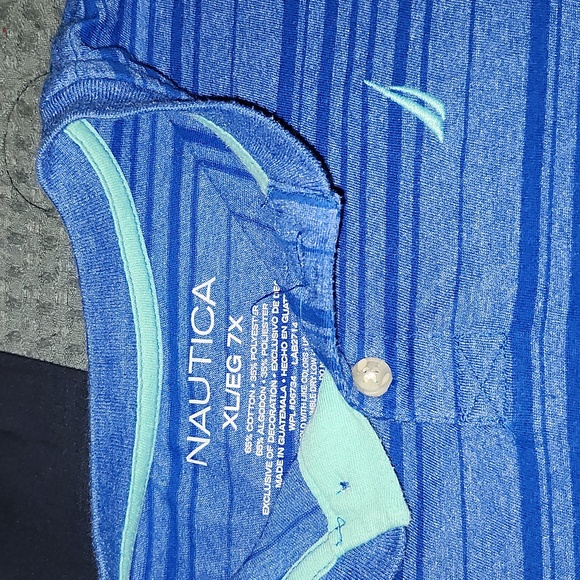 Nautica Blue Striped Henley Shirt - Picture 3 of 3